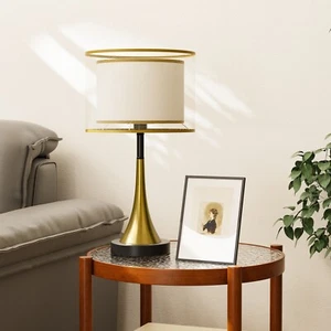 3 Lighting Colors Bedside Table Lamp PC Lampshade Nightstand Lamp Bedroom Light - Picture 1 of 17