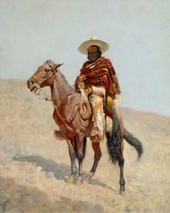 A Mexican Vaquero Vintage Cowboy Painting Giclee Print on Fine Art Paper - Picture 1 of 4