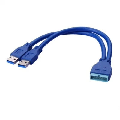 2Port USB 3.0 Male to 20 Pin Header Motherboard Male Cable Mainboard Adapter - Image 1 of 3