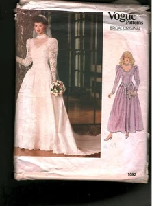 1092 Vintage Vogue Sewing Pattern Misses 80s Wedding Dress Bridal Gown Petticoat - Picture 1 of 2