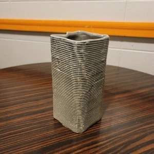 West Elm Vase Corr Rec Vase Medium 8" Striped Brutalist Industrial Style Modern - Picture 1 of 10