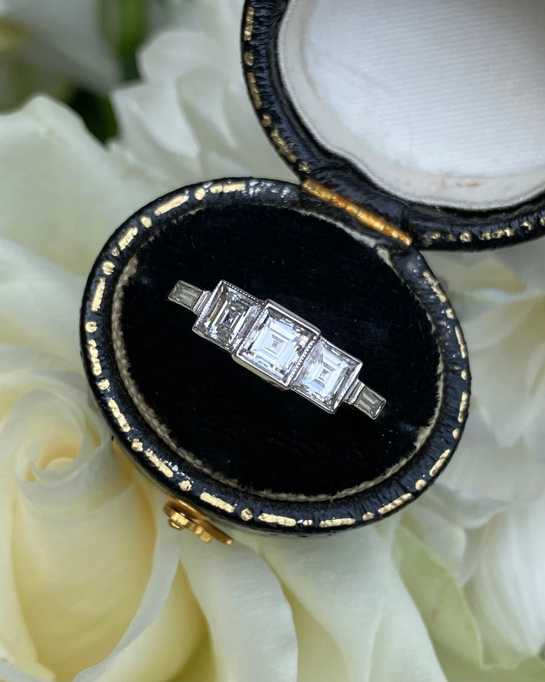 Three Stone Asscher Cut Diamond Platinum Ring 1.30ct - Image 1 of 4