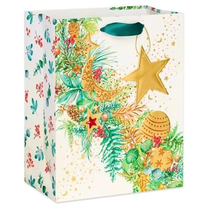 9" Medium Christmas Gift Bag Celestial Evergreen 1 Bag - Picture 1 of 4