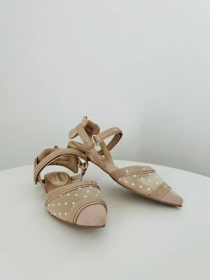 JEFFREY CAMPBELL Mujer Desnudo Beige Lunares "Enriquecer" Punta Plana Talla 6.5M Foto 1 de 4