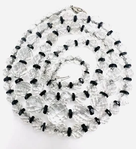 Art Deco Halskette 5th Ave NY Designer hand facettiert Bergkristall Quarz graduiert - Bild 1 von 15