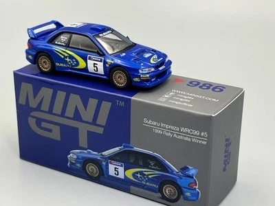 MINIGT Subaru Impreza WRC99#15 1999 Rally Australia Winner scala 1:64 cod.986 - Immagine 1 di 4