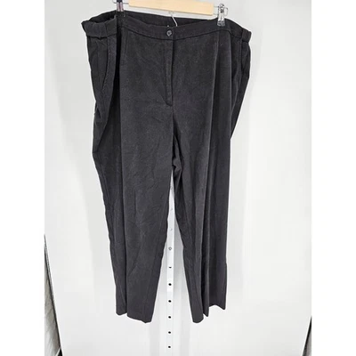 Calça de poliéster feminina JM Collection botão mais próximo preta perna larga tamanho 22WP - Imagem 1 de 4