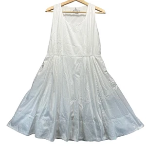Maggy London weiß Baumwollmischung Fit & Flare Kleid Landhaus ärmellos Spitze hinten 6 - Bild 1 von 10