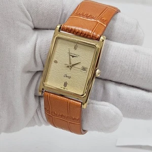 Longines Atemberaubende Herren Tank Dress Armbanduhr 80er Goldfarben Selten Datum Swiss - Bild 1 von 13