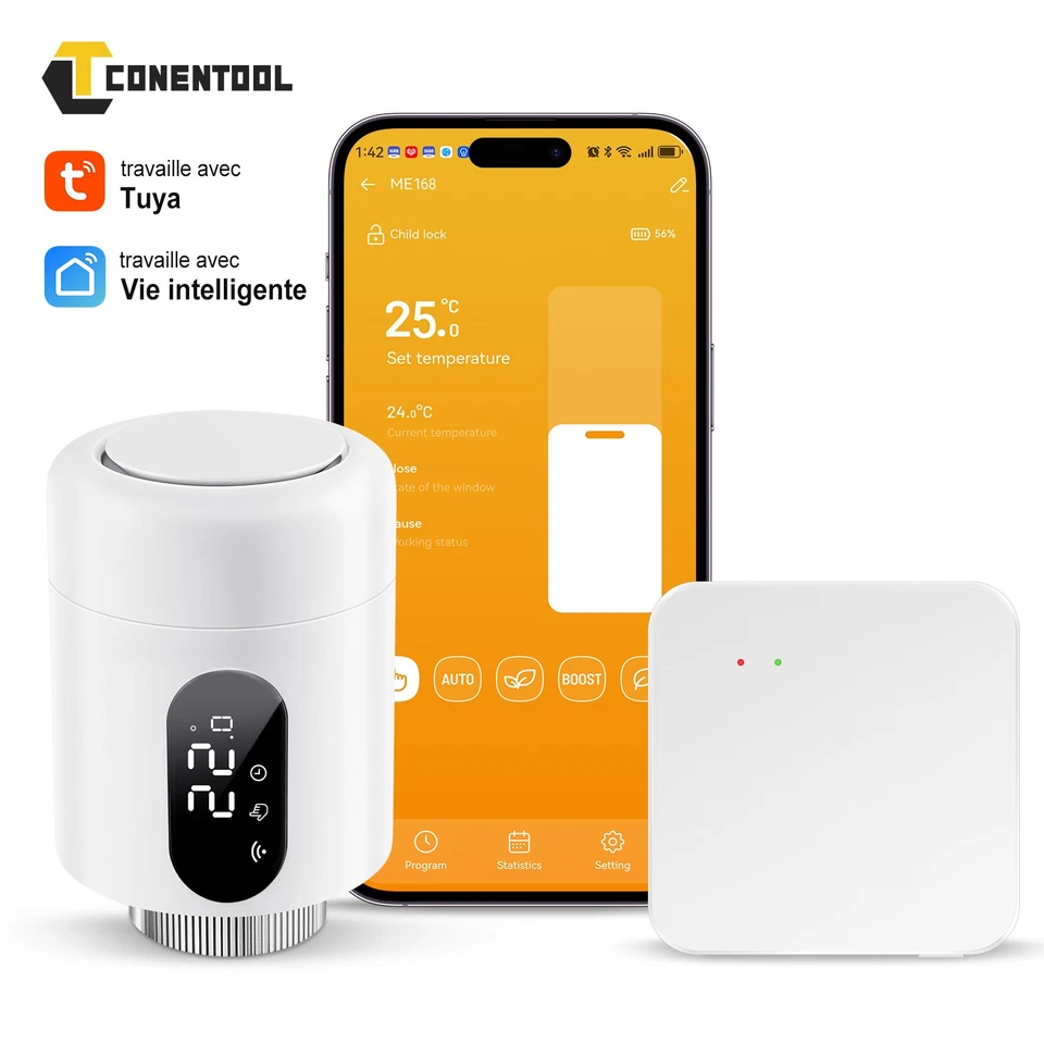CONENTOOL WiFi Heizkörper-Thermostat Tuya Smart Thermostat WLAN einstellbar App-Steuerung