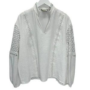 Blusa donna Tuckernuck bianca con occhielli Jane taglia XL manica lunga - Foto 1 di 8
