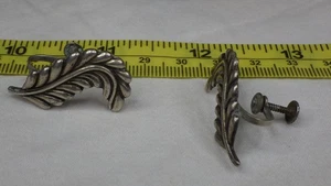 Vintage Sterling Silver .925 Earrings Screwback Leaves Floral Taxco Mexico - Picture 1 of 7