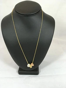 Collana lunga cerchi intrecciati in oro spazzolato, argento e rosa - Foto 1 di 3