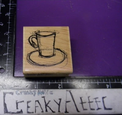 TAZA DE CAFÉ BOCETADA PLATILLO TÉ SELLO DE GOMA ESTAMPILLAS D1162 CREAKYATTIC Foto 1 de 2