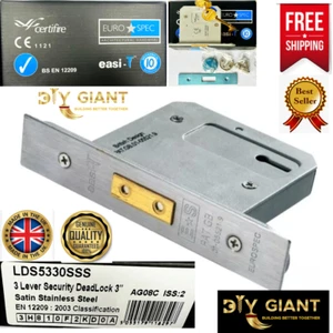 Proteggibile Eurospec 3 Leve British DeadLock 76 mm 3"" acciaio raso 2 tasti - Foto 1 di 7