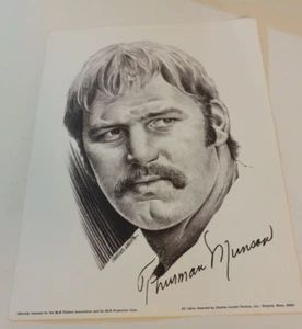 Charles Linnett MLB Thurman Munson 8.5 x 11 Photo with Facsimile Autograph: - Picture 1 of 7