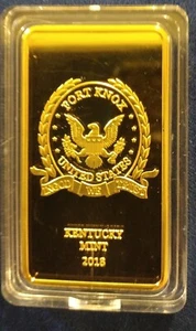 Donald Trump Fort Knox Gold Bar Plated Bar Bullion 2018 Trump Signature - Picture 1 of 2