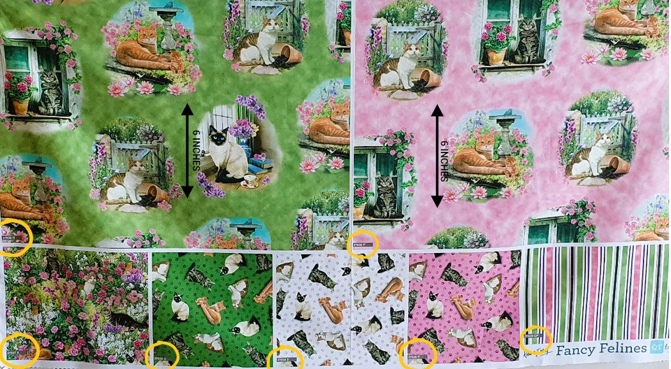 FABRIC~CATS- FANCY FELINES SAMPLER FABRIC PANEL ~24 X 44" - image 1 of 1