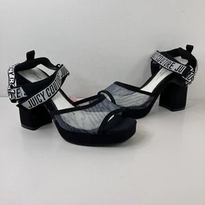 Juicy Couture JC Gramercy Black Wrapped Block Heel Sandals Women's Size 7.5M NEW - Picture 1 of 19