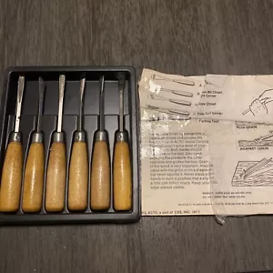 Vintage X-Acto Carving Tool Set of 6 Woodworking Chisels pre-owned - Picture 1 of 6