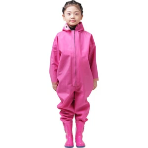 Kids Boys Girls PVC Waterproof Full Body Chest Wader Overalls Fishing Playing - Picture 1 of 14