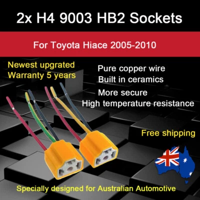 For Toyota Hiace 2005-2010 2x H4 Plug Adapter Socket Headlight Bulb Connector - image 1 of 4