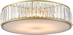 Modern Flush Mount Ceiling Light Crystal Gold Ceiling Lighting 20 Inch 5-Light - Picture 1 of 7