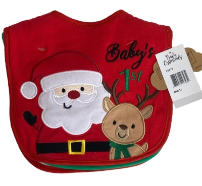 Bebé Primera Navidad Babero Santa 3pk Gancho y Lazo Reno Infantil Foto 1 de 4