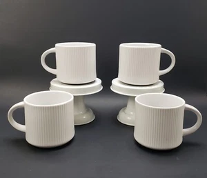 4x Vintage MCM Cordalite Becher Tasse weiß gerippt schwarz Boden Germany - Bild 1 von 10