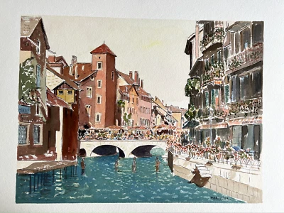 AQUARELLE ORIGINALE DE MORISSIER : ANNECY - Photo 1/4