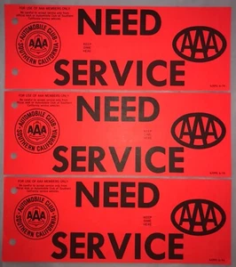 1974 Vintage AAA Need Service Bright Orange Car Help Travel Sign NOS Never used - Picture 1 of 4