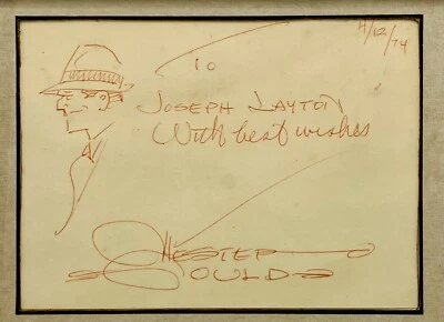 Chester Gould - Boceto firmado y fechado 1974 de Dick Tracy, autógrafo/enmarcado automático Foto 1 de 3