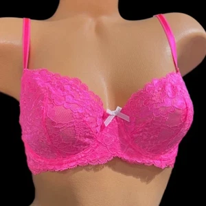 Reggiseno Victorias Secret Dream Angels Demi sfoderato Demi pizzo rosa 32D nuovo - Foto 1 di 7