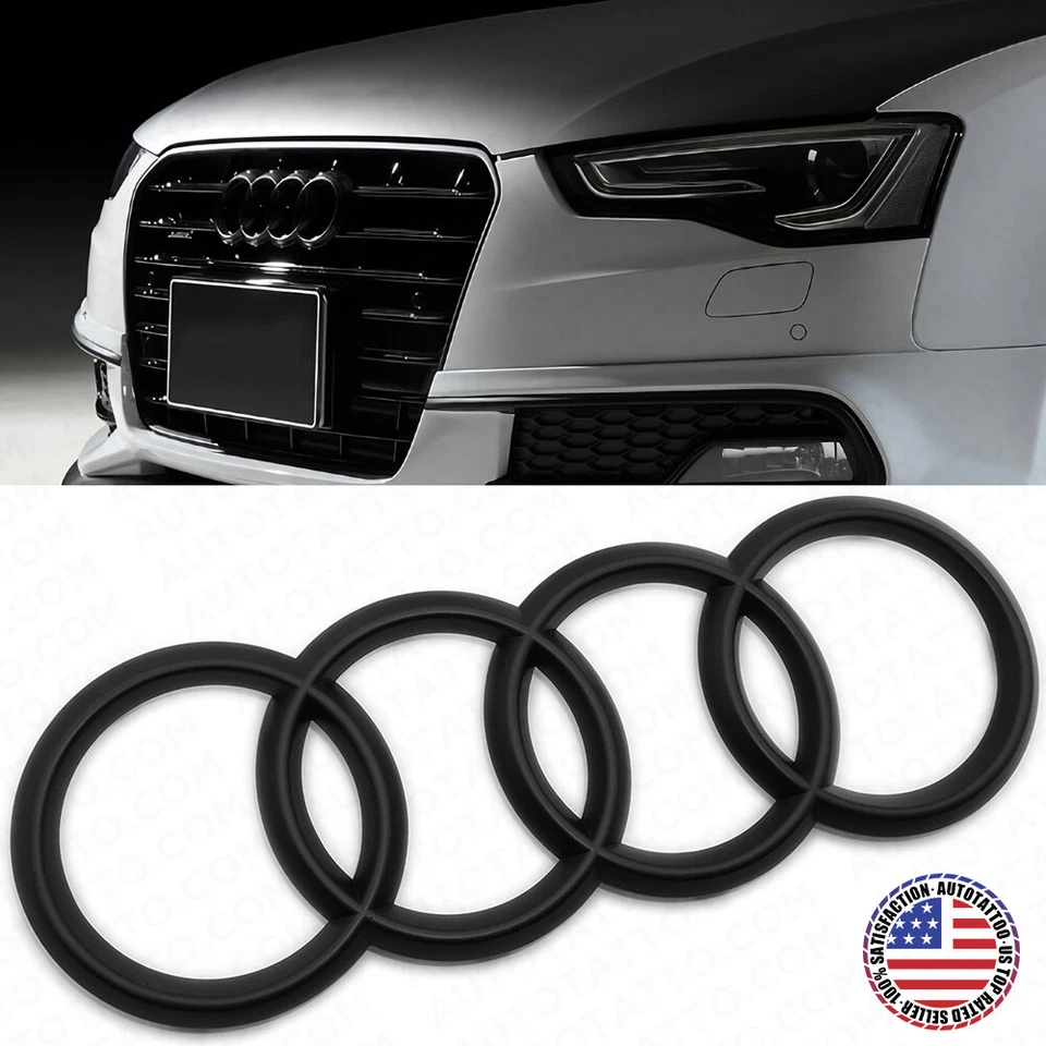 08-20 A3 S3 A4 S4 A5 S5 RS Negro Mate Rejilla Frontal Letrero Anillos Insignia Logo Emblema Foto 1 de 4