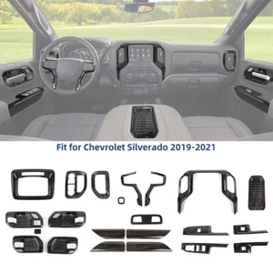 🌟 Kit de molduras interiores de consola central de madera negra de 22 piezas para Chevy Silverado 2019-21 - Imagen 1 de 17