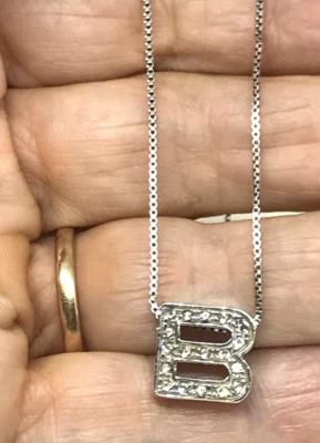 CATENINA VENEZIANA CON LETTERA "B" CIONDOLO IN ARGENTO 925 E STRASS - Immagine 1 di 4