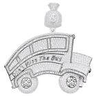 Simulated Diamond 14K White Gold Plated Don't Miss Tha Bus Men's Pendant 2.5"