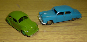 DINKY Toys 181 VW BEETLE Green & 172 STUDEBAKER Blue - GC Unboxed
