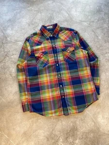 Seltenes Polo Ralph Lauren Vintage Indian Madras Hemd Knopfleiste Größe L - Bild 1 von 12