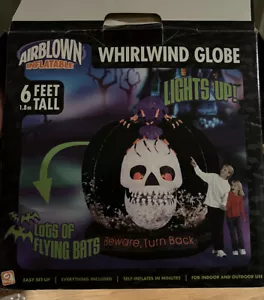 Cráneo globo torbellino inflable 6' GEMMY ""Cuidado, retrocede"" 6' ALTO Halloween - Imagen 1 de 12