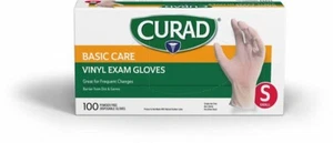 Curad Basic Care 3G Stretch Vinyl Exam Gloves Powder free Soft Flexible Small S - Picture 1 of 2