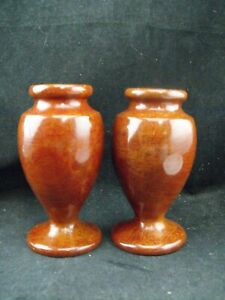 PAIR 4" WOODEN  VASES  WORLD FAMOUS TREEHOUSE LILLEY REDWOOD PARK CALIFORNIA