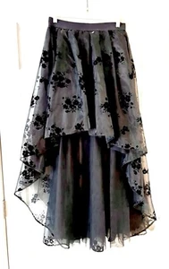 NEW with Tags. Tulle High Low Women's Skirt. Sz Small Black Sheer Floral Pattern - Picture 1 of 7