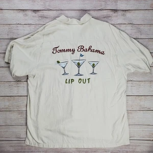 Tommy Bahama Hemd 100% Seide Lip Out Martini Glas bestickt Herren Gr. XL - Bild 1 von 8