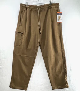 Weatherproof Vintage Fleece Cargo Pants Men XXL Adjustable Waist Zip Pockets Tan - Picture 1 of 13