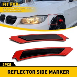 FOR 2009-2011 BMW E90 E91 SEDAN DARK SMOKE MARKER SIDE LAMPS BUMPER REFLECTOR EW - Picture 1 of 9