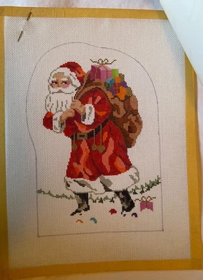 Christmas Santa with Toys in Snow Needlepoint Canvas Vintage, new - Image 1 of 4