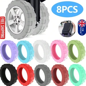 8Pcs Luggage Wheel Covers Silicone Protector for Suitcase Noise Reduction - Picture 1 of 29