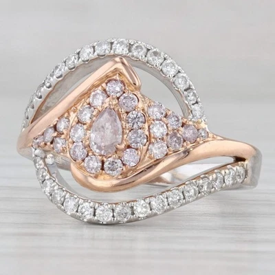 0.87ctw Diamond Bypass Teardrop Ring 18k White Rose Gold Size 8 - Image 1 of 4