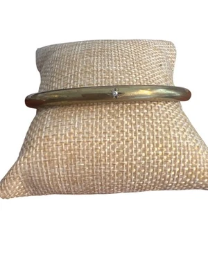 Thea Grant Seurat Raw Recycled Brass Bangle Bracelet Starburst Diamond Stone 8" - Image 1 of 4